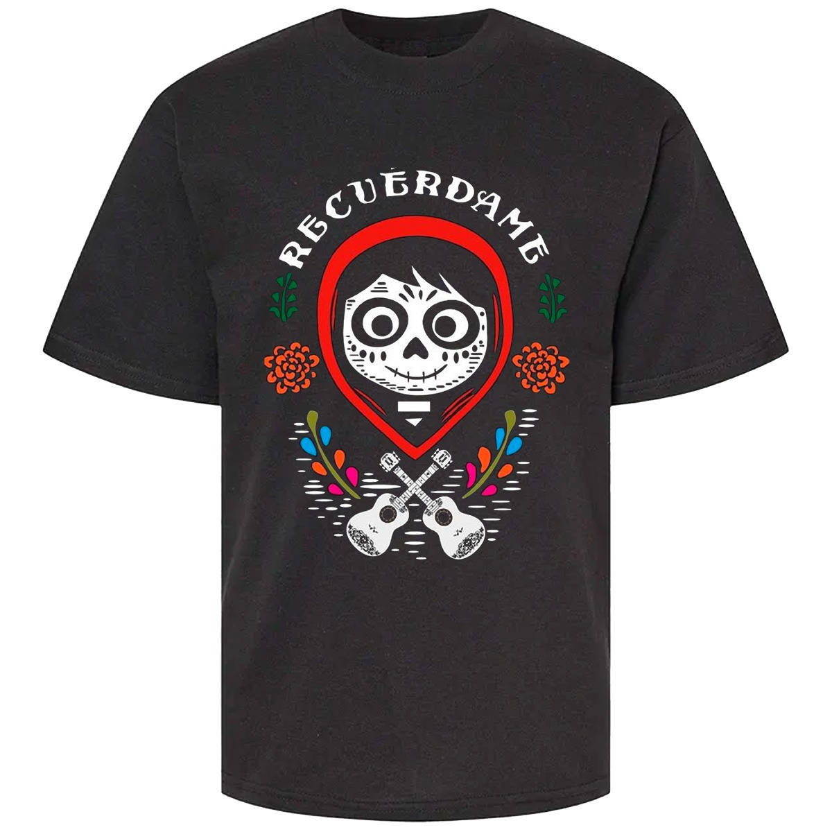 Camiseta Unisex negra Recuérdame coco Día de muertos Arte Loca