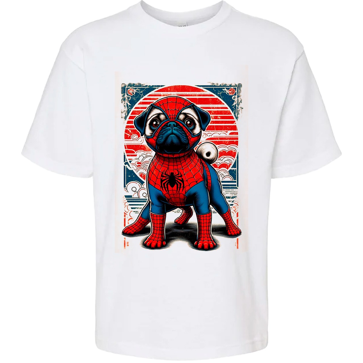 Camiseta Unisex  con diseño de Pug Spider-Man Arte Loca