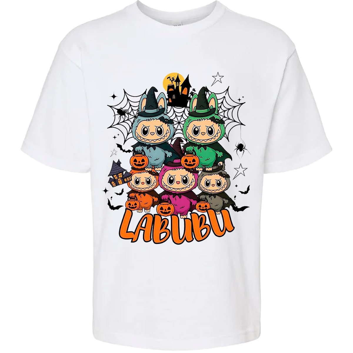 Playera Infantil Mundo brujita Labubu halloween Arte Loca